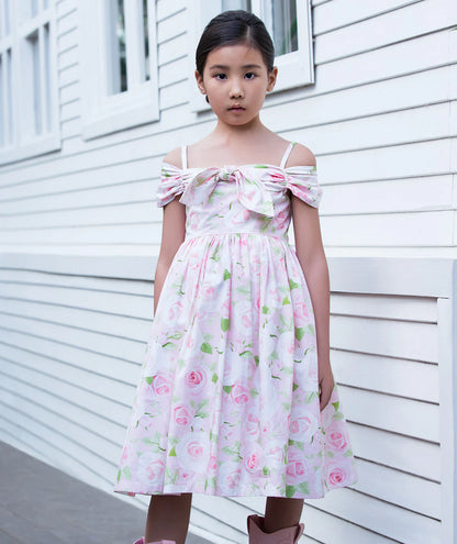 Düşük Omuzlu Çiçekli Elbise