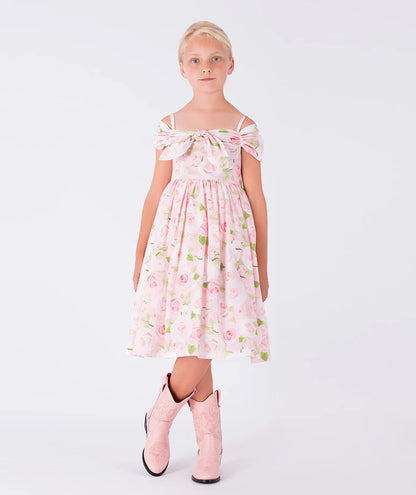 Düşük Omuzlu Çiçekli Elbise