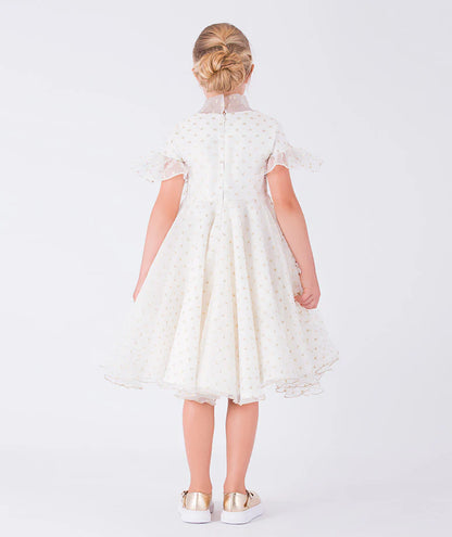 Altın Puantiyeli Organze Elbise