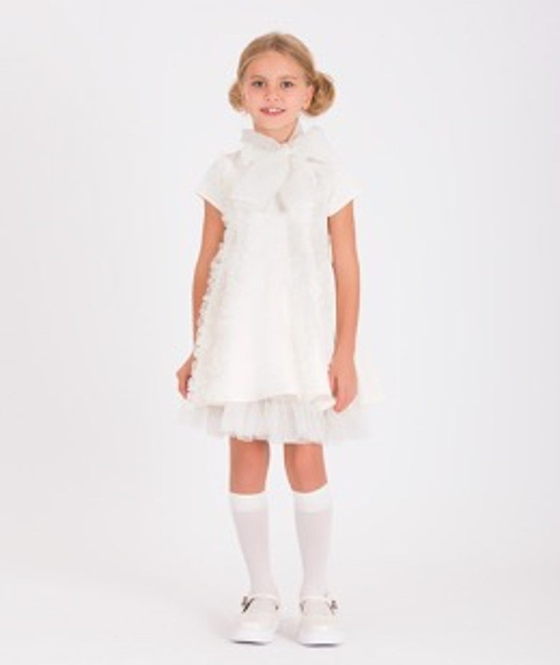 Organze Fiyonklu Katlı Elbise