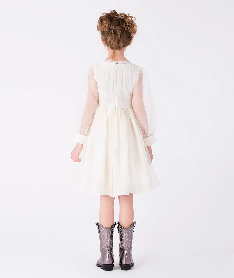 Çiçek Aplikeli Organze Elbise