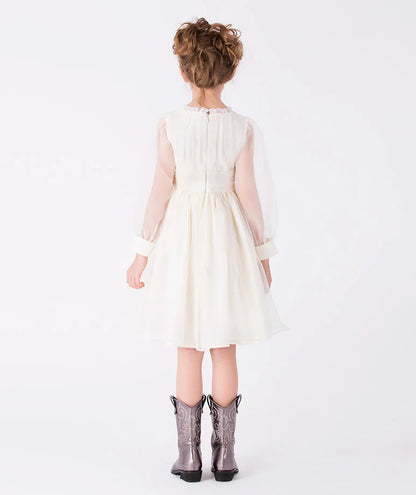 Çiçek Aplikeli Organze Elbise