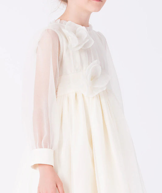 Çiçek Aplikeli Organze Elbise