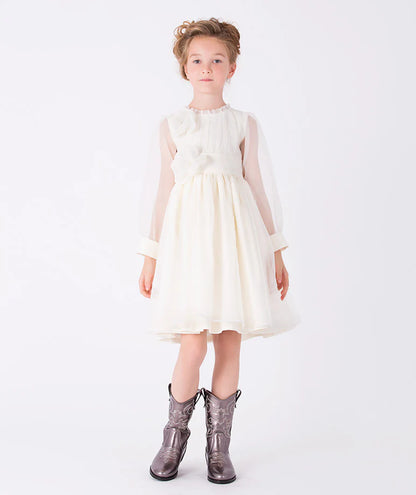 Çiçek Aplikeli Organze Elbise