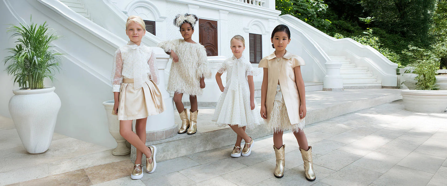 Altın Puantiyeli Organze Elbise