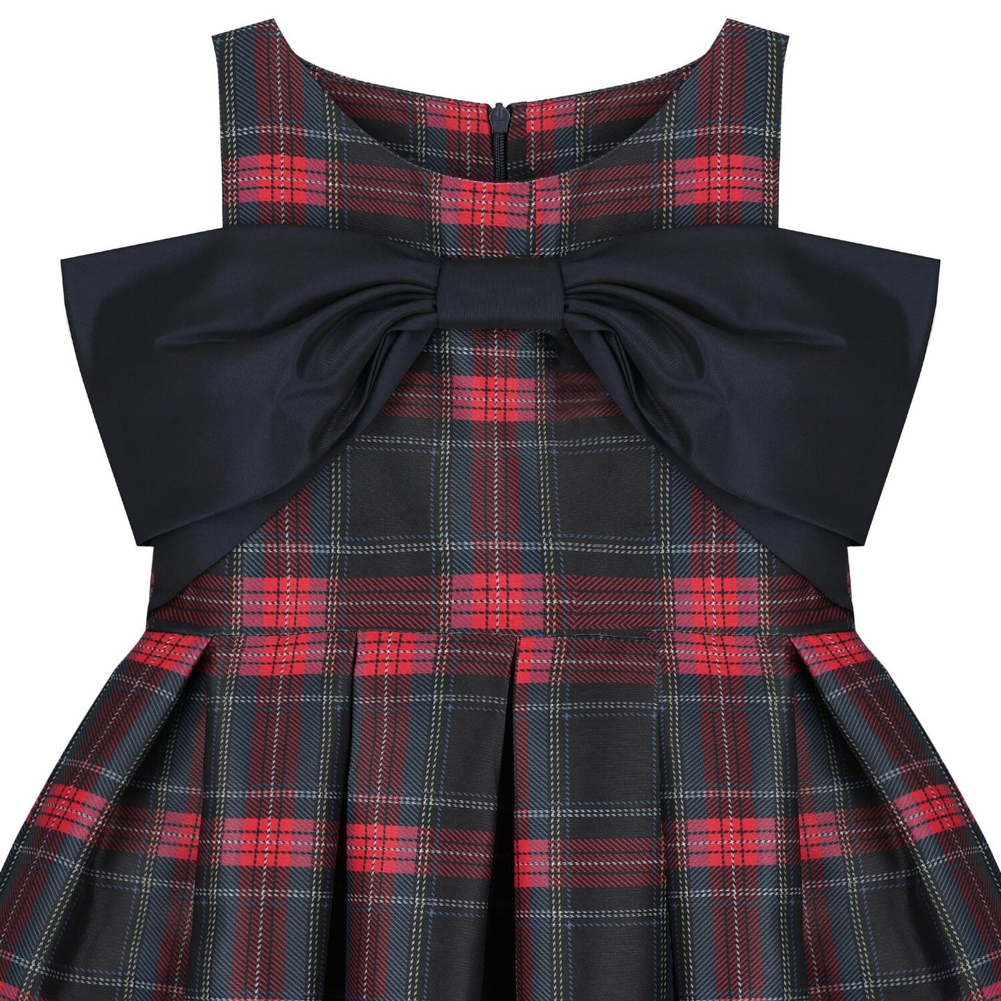 Düşük Omuzlu Ekoseli Elbise